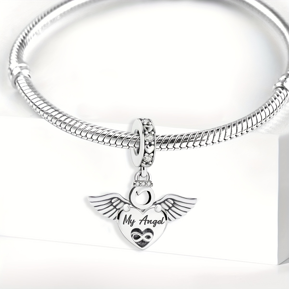 Women's 925 Silver Plated Angel Infinite Heart Charm Pendant